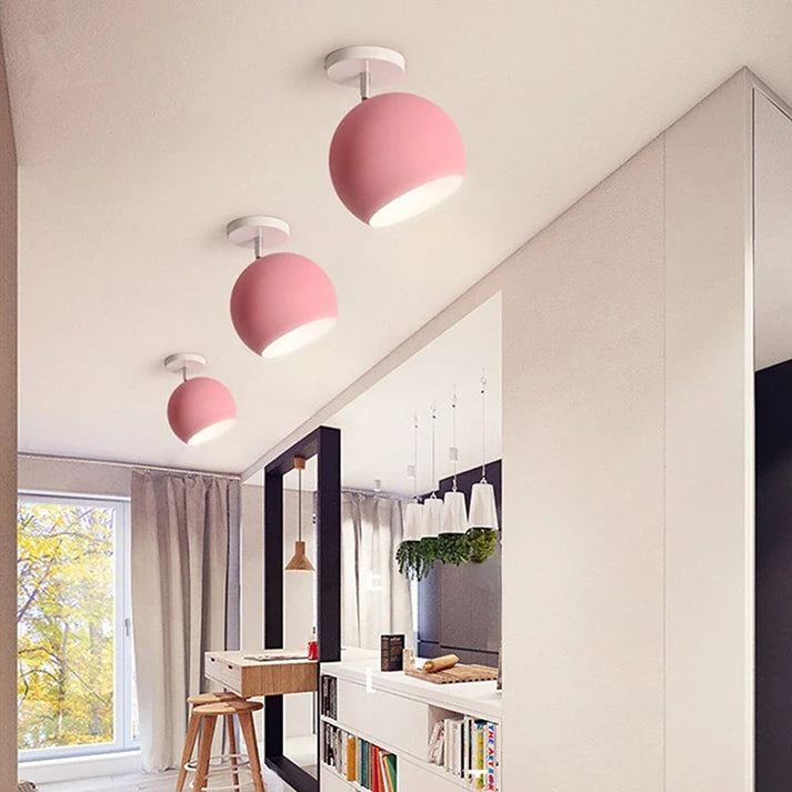 Nordic Macaron Ceiling Light | Modern Round Aluminium Lamp