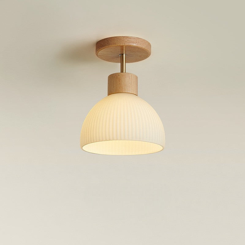 Ailse Ceiling Lamp | Natural Wood & Glass LED Fixture
