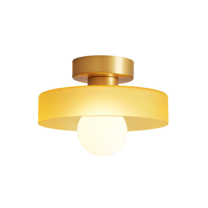 French Bauhaus Ceiling Lamp | Minimalist Brass & Glass Light