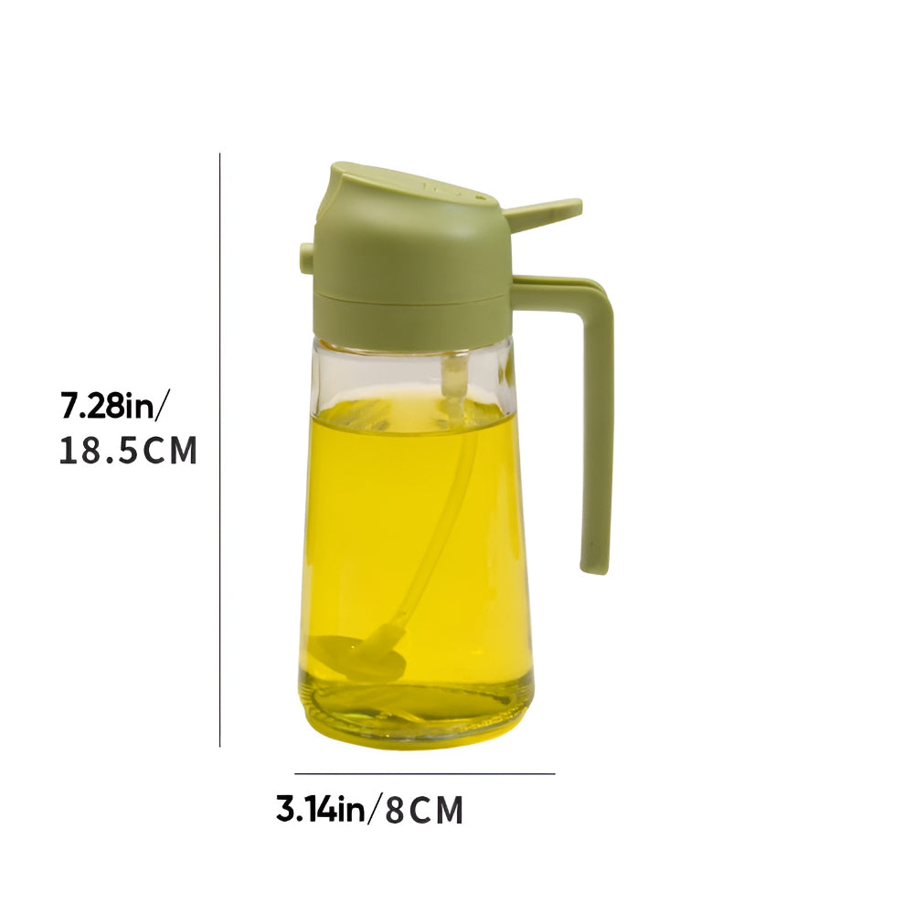 Aceitera de vidrio con pulverizador recargable para cocina