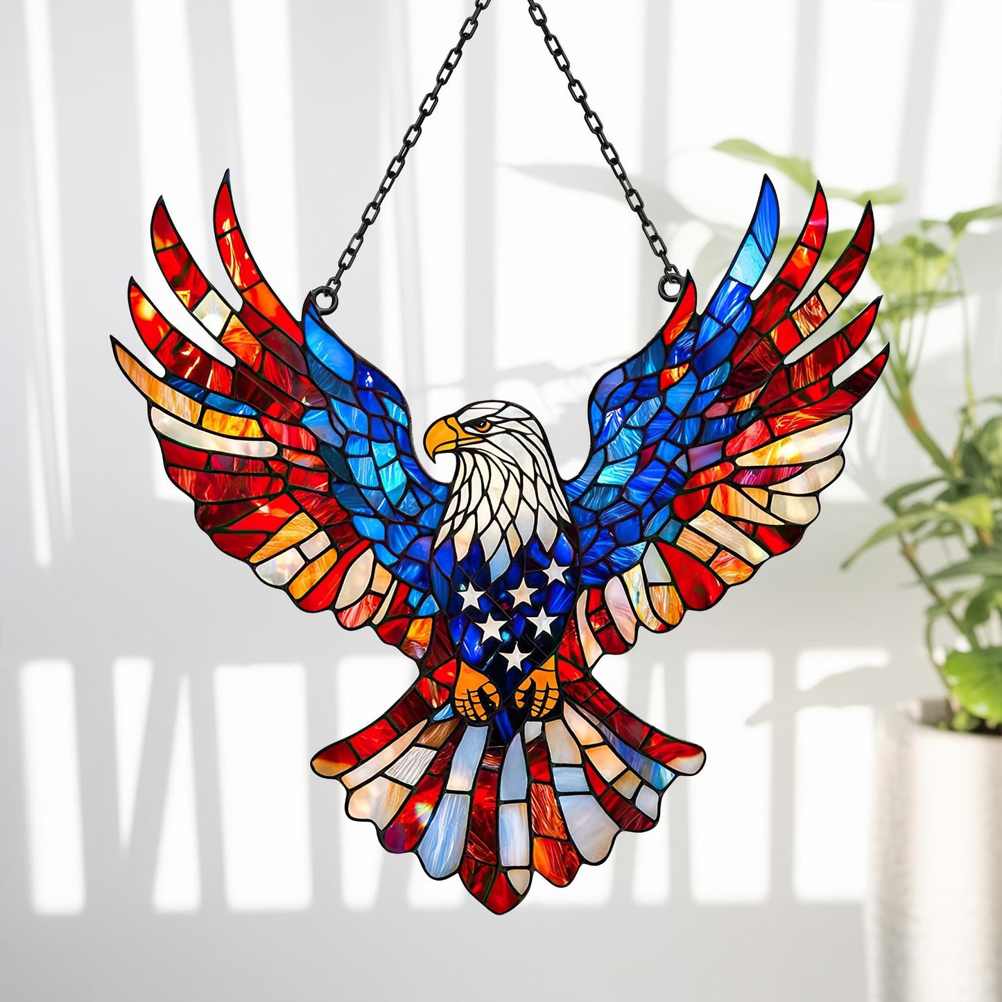 Artă de perete Vultur patriotic ornament de sticlă colorată pentru fereastră