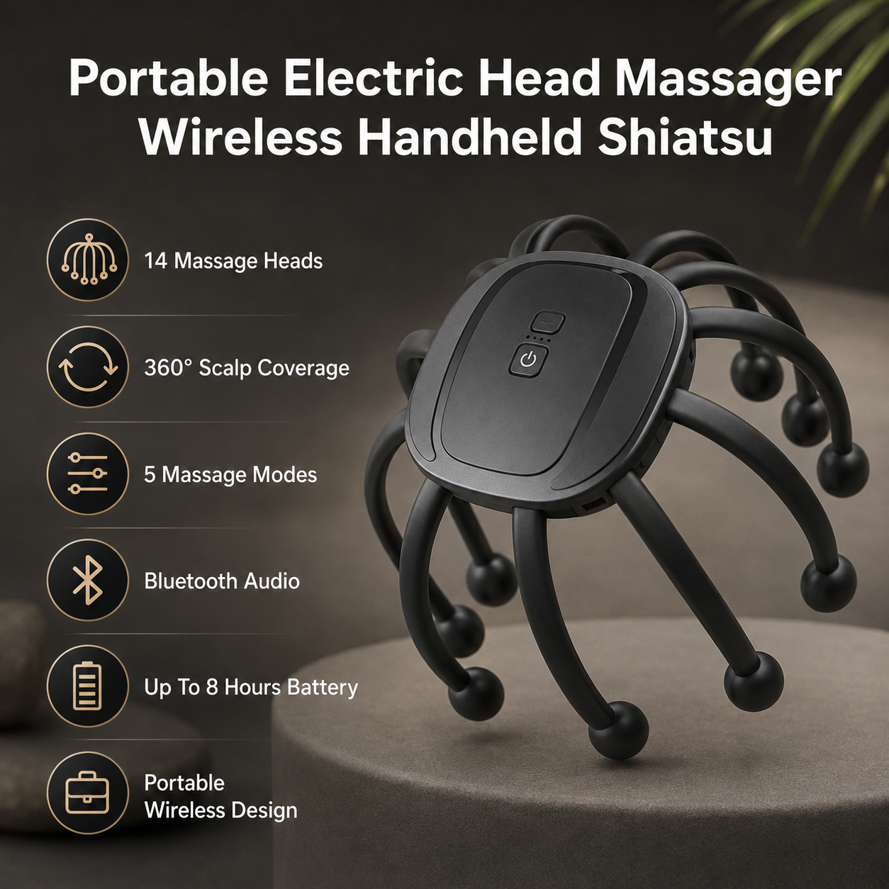 Tragbares kabelloses elektrisches Shiatsu-Kopfmassagegerät für die Hand