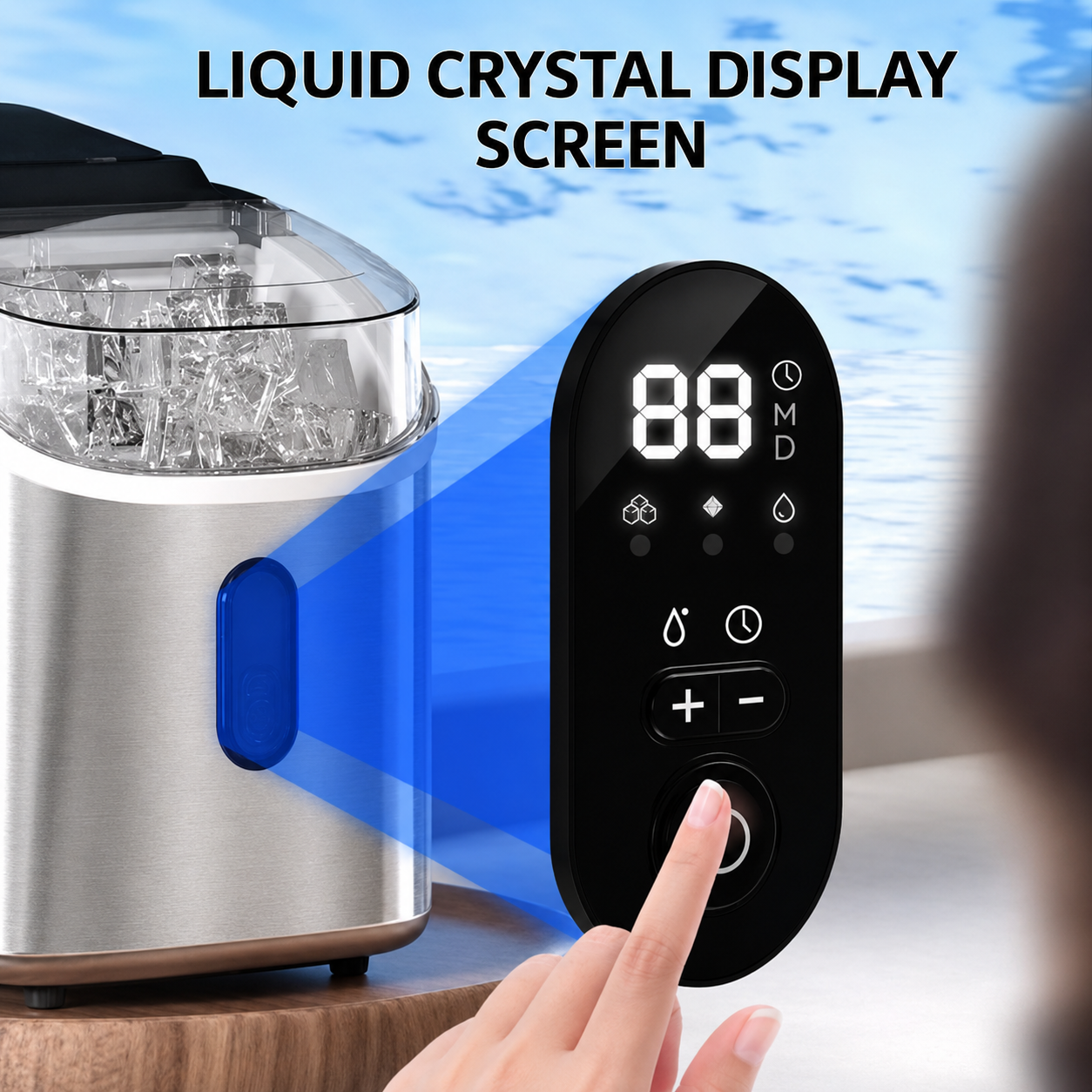 Máquina portátil para hacer hielo de encimera con autolimpieza