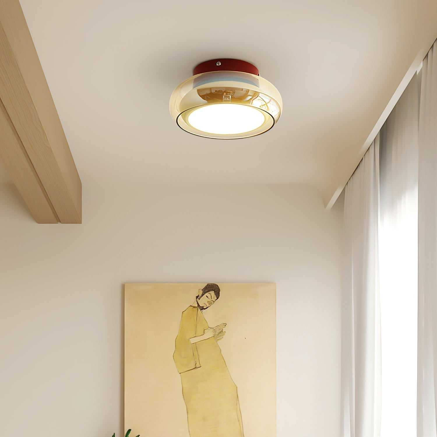 June Retro Glass Flush Mount Ceiling Light | LED Indoor Lamp
