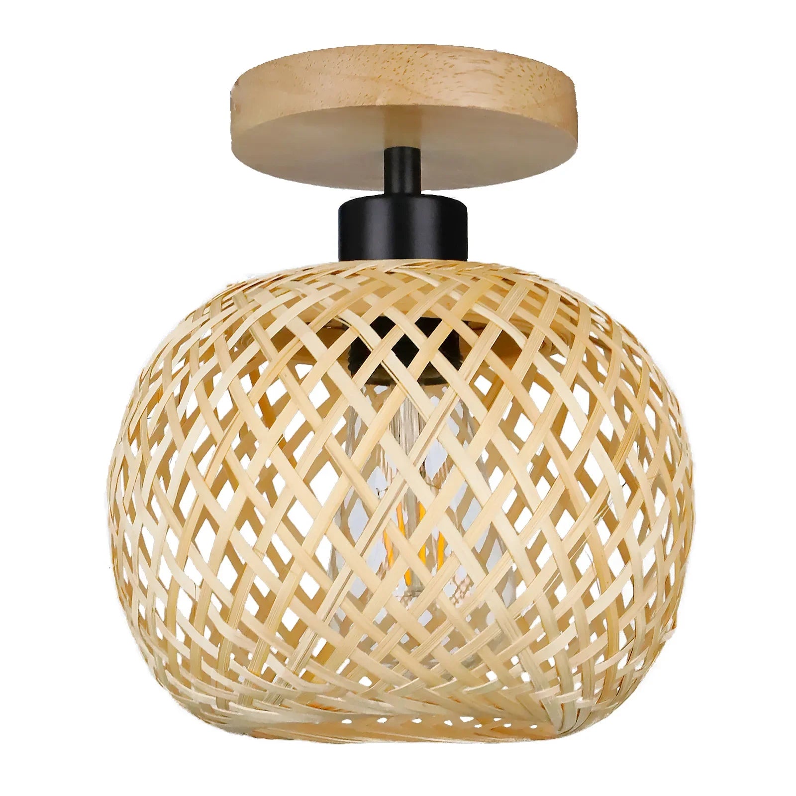 Natura Bamboo Ceiling Lamp | Handwoven Rattan LED Fixture