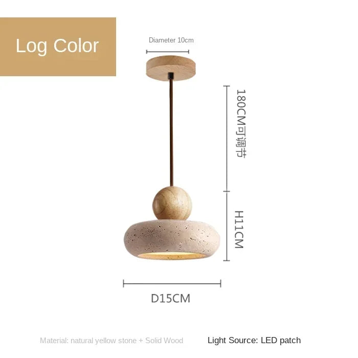Natural Stone & Wood Pendant Light | Vintage Minimalist Pendant