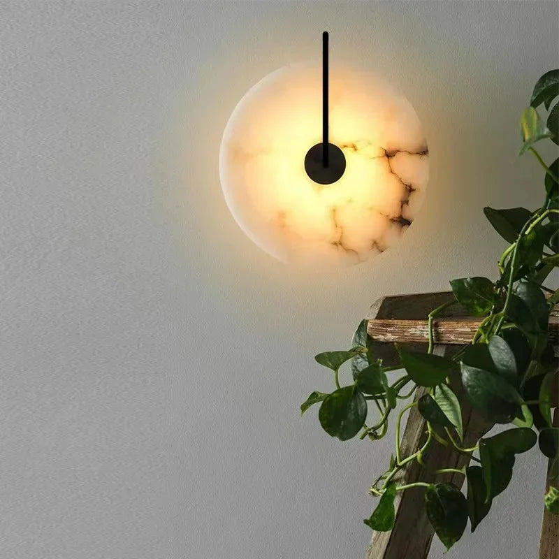 Nordic Marble Moon Wall Sconce | Modern LED Bedside Light
