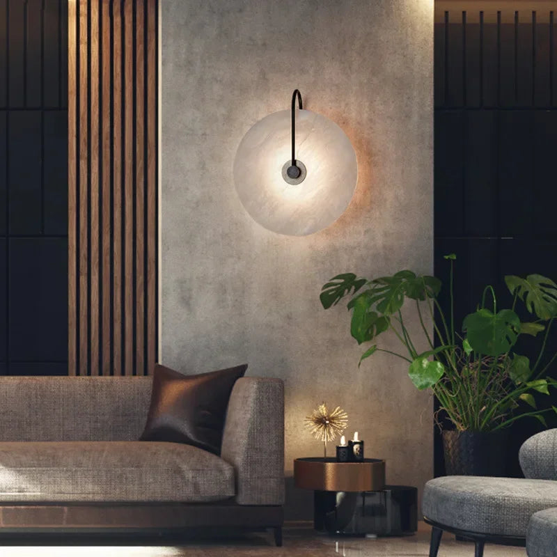 Nordic Marble Moon Wall Sconce | Modern LED Bedside Light