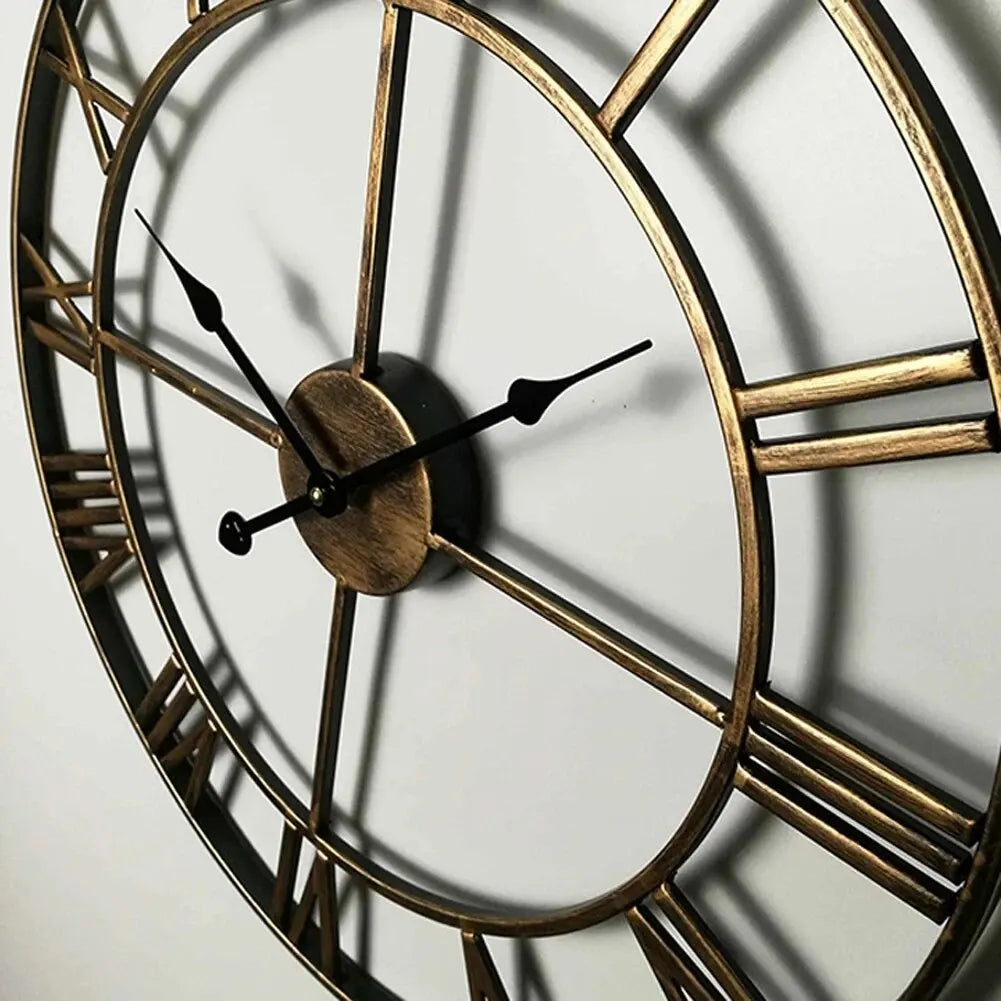 Modern 3D Metal Wall Clock | Large Roman Numeral Design