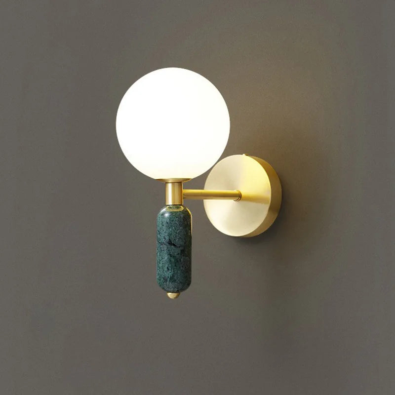 Marble & Glass Wall Lamp | Gold Finish Modern Sconce