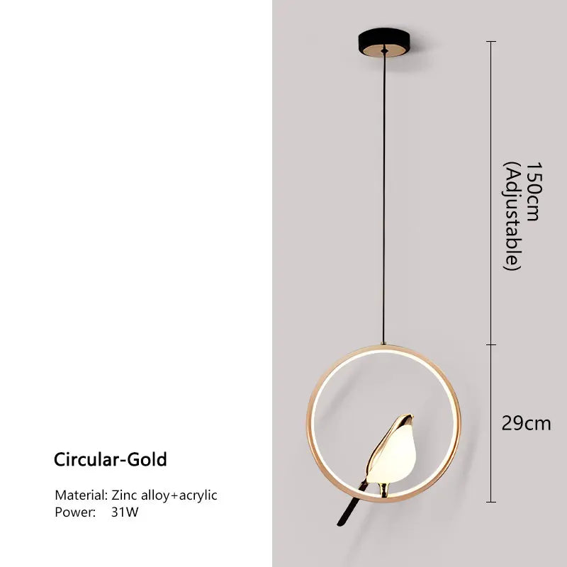 Lámpara Colgante Urraca | Diseño Nórdico de Pájaro LED