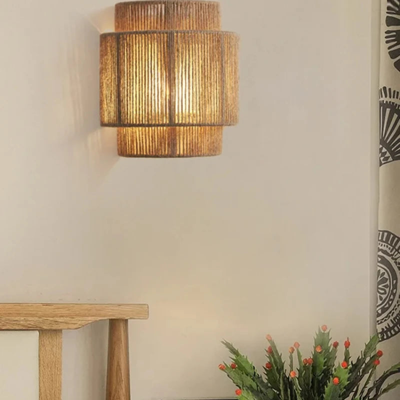 RattanGlow | Handwoven Rattan Wall Lamp