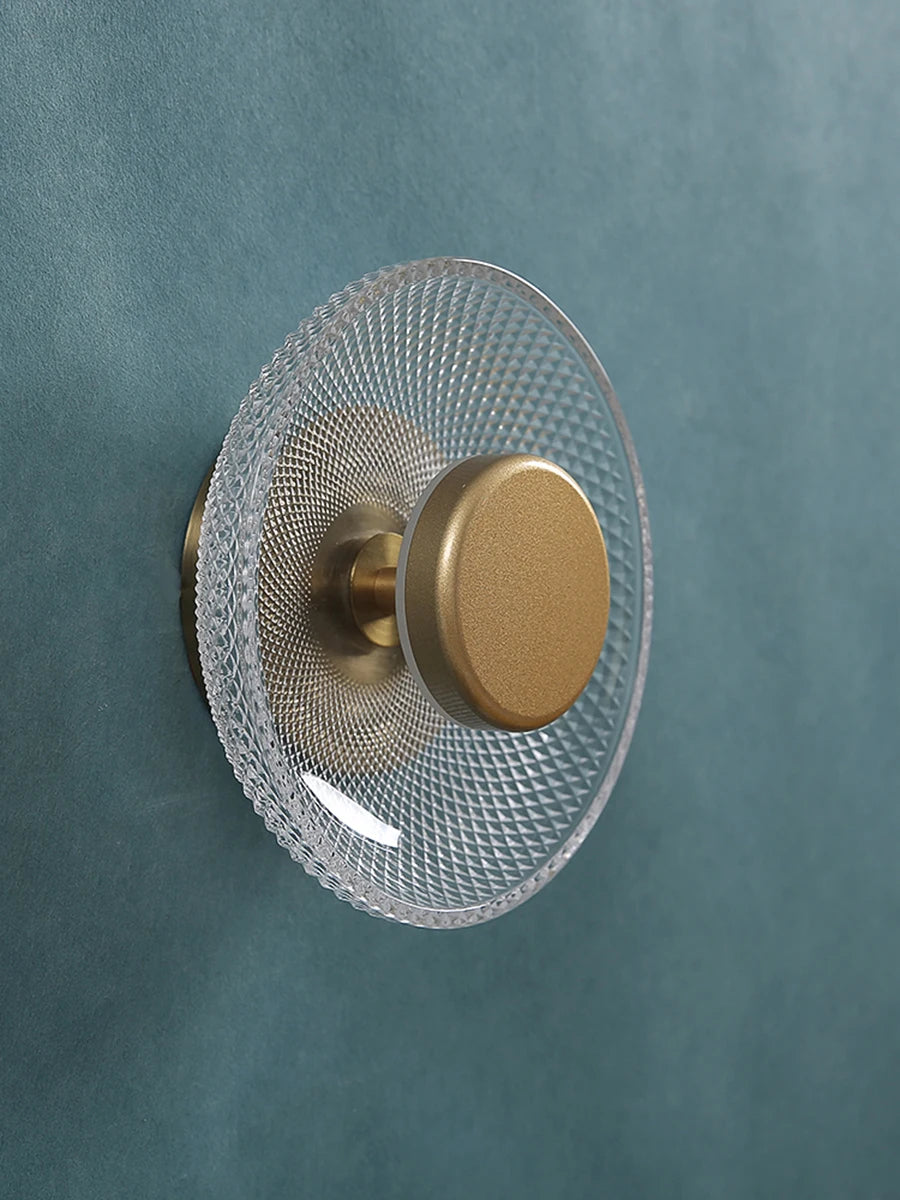 Modern Coloured Glass Wall Lamp | Textured LED Disc Light