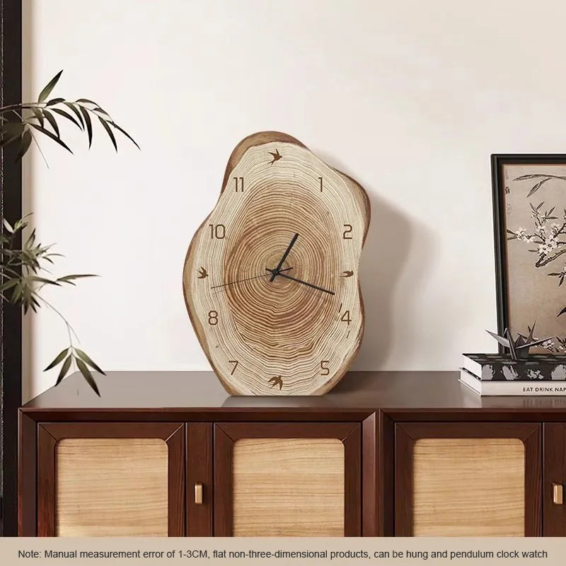 Rustic Annual Ring Clock | Natural Wood-Inspired Design