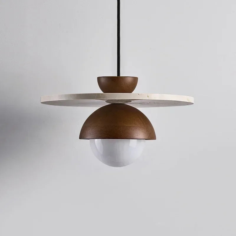 Denmark Pendant Light | Walnut & Stone LED Chandelier