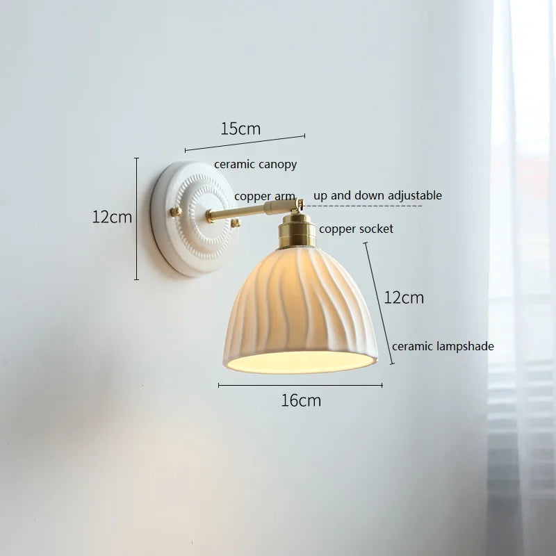 Nordic Cream Ceramic Wall Lamp | Vintage Elegance for Modern Homes
