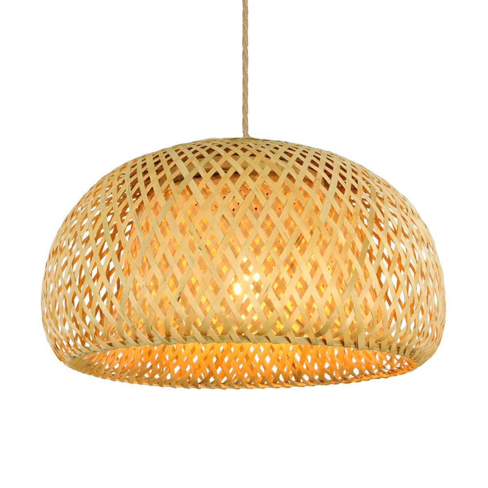 Natural Bamboo Pendant Lamp | Handwoven Rattan Light Fixture