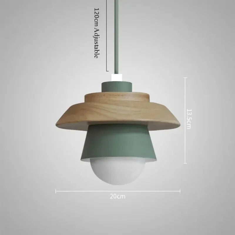 Nordic Wood Pendant Light | Colourful Macaron Design