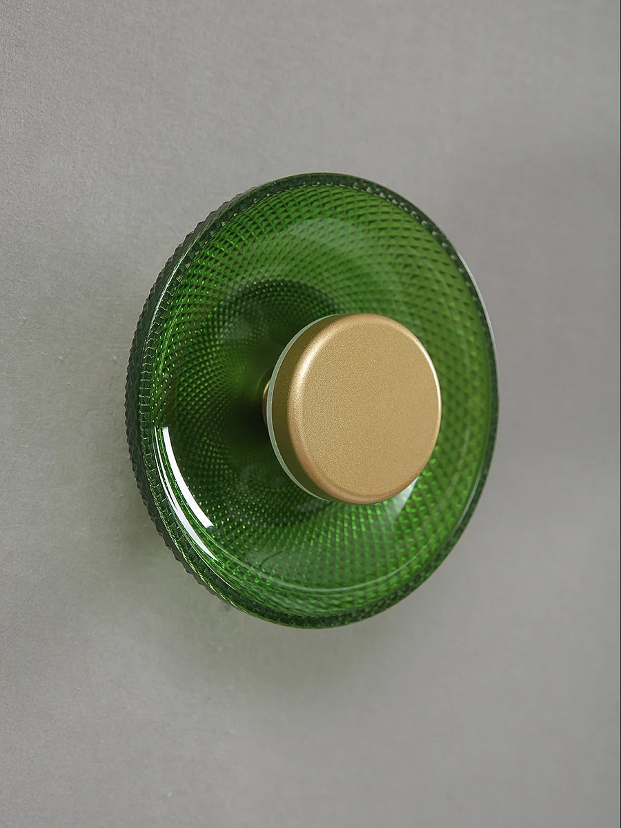 Modern Coloured Glass Wall Lamp | Textured LED Disc Light