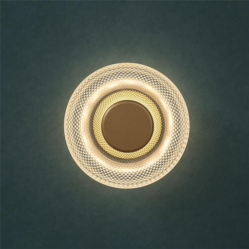 Modern Coloured Glass Wall Lamp | Textured LED Disc Light
