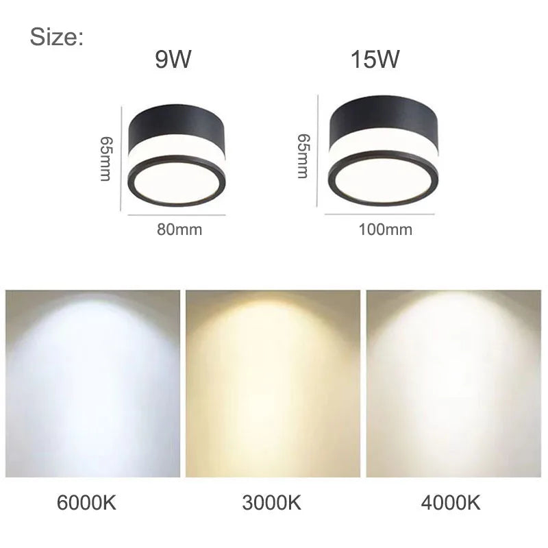 Nordic Surface Mounted LED Downlight | 9W / 15W Ceiling Light