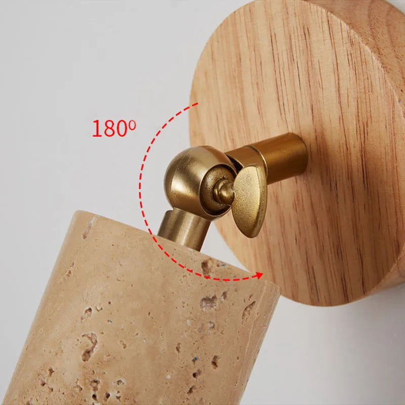 Huangdong Wall Lamp | Wabi-Sabi Travertine & Wood Light