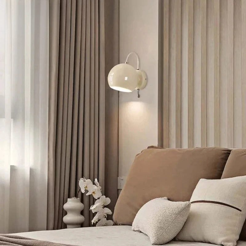 Nordic Cream Wall Lamp | Adjustable Dome Light