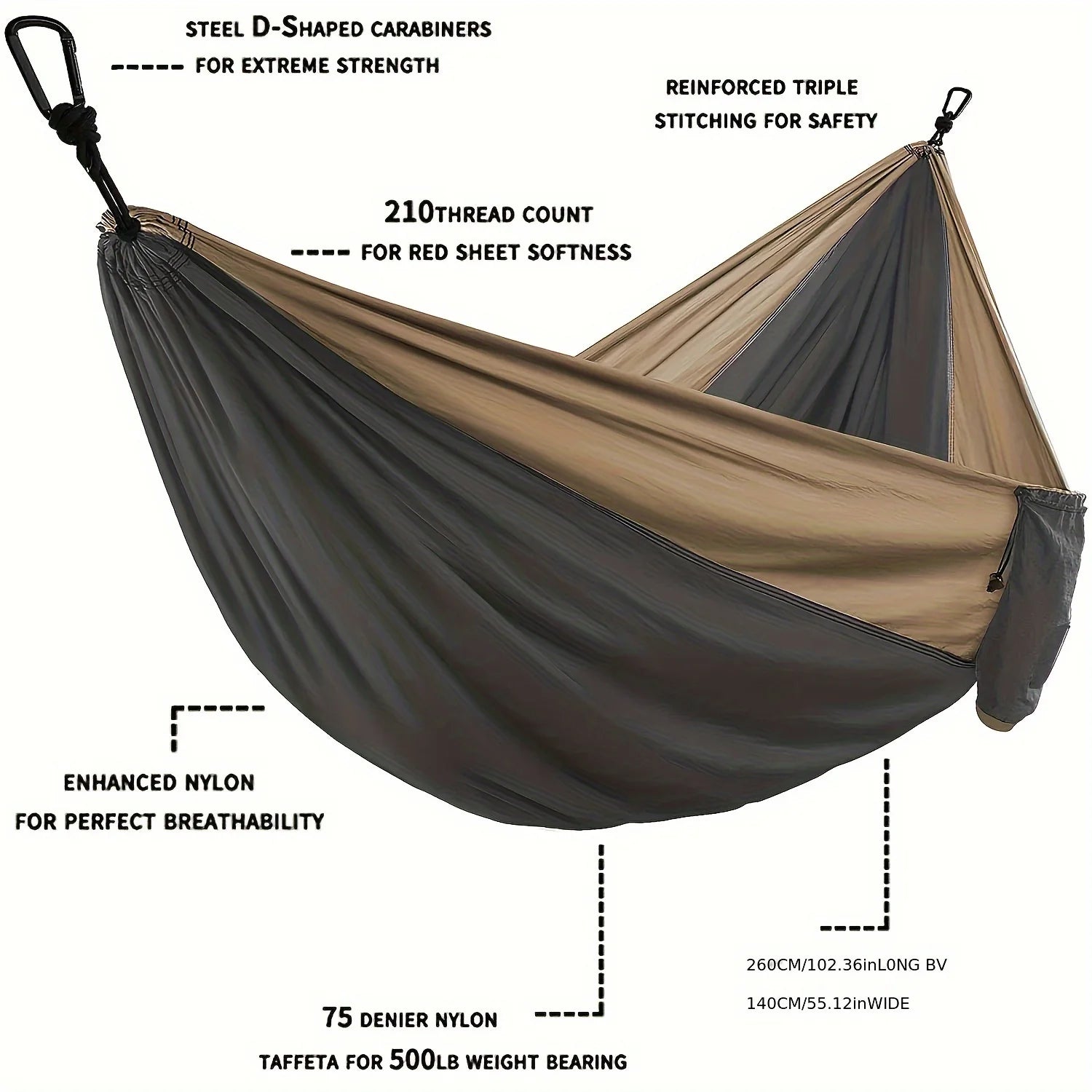 SkyLounge | Premium Double Camping Hammock with Tree Straps & Carabiners