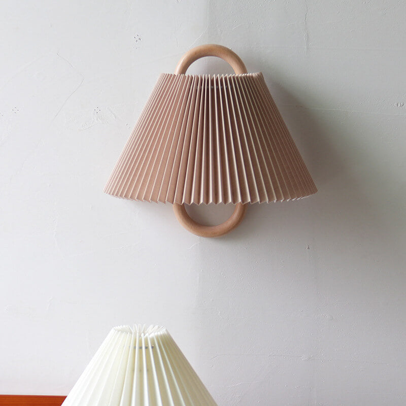 Nordic Wooden Wall Lamp | Minimalist Fabric Shade Sconce