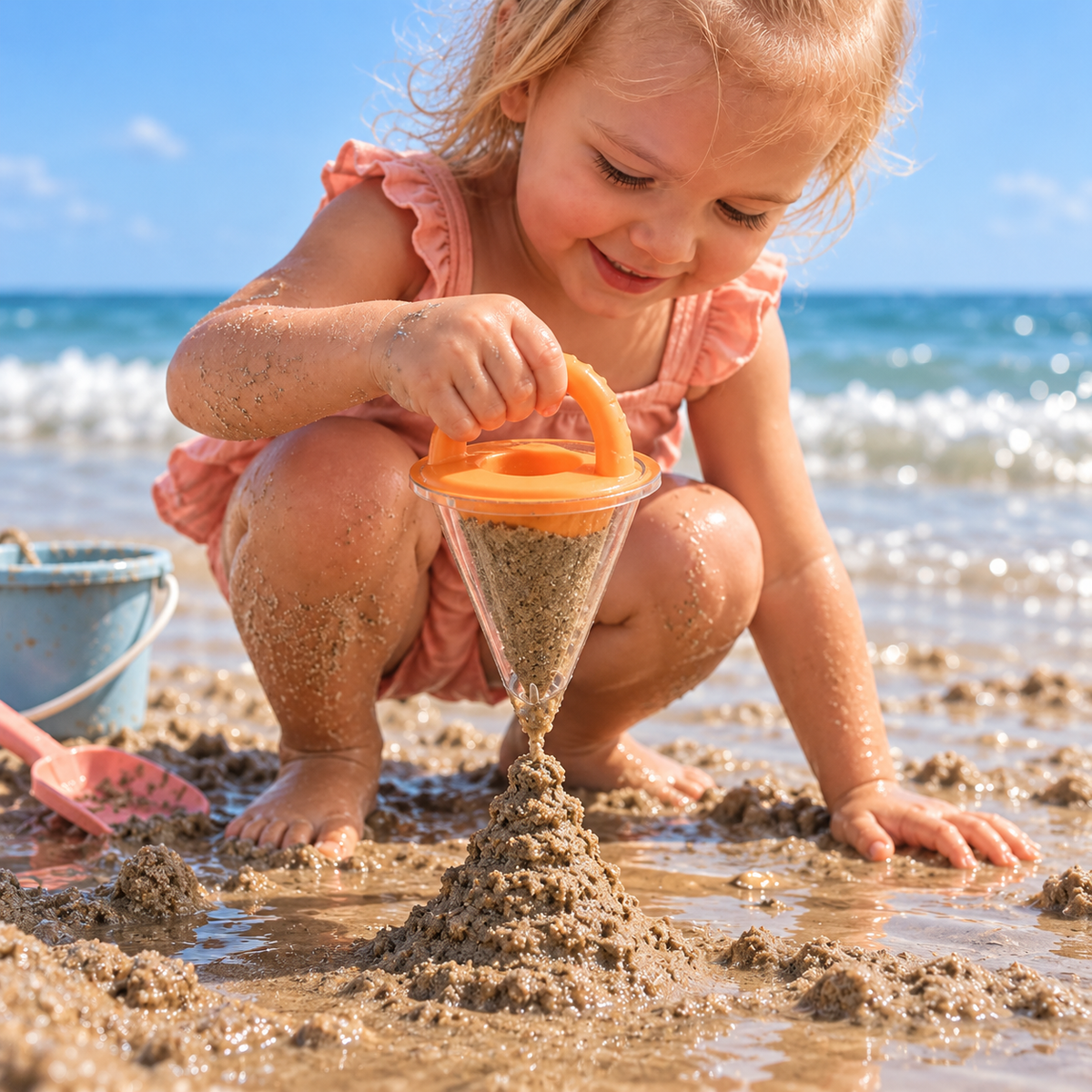 Kreatives Lernspielzeug mit Sandtrichter zum Schütten