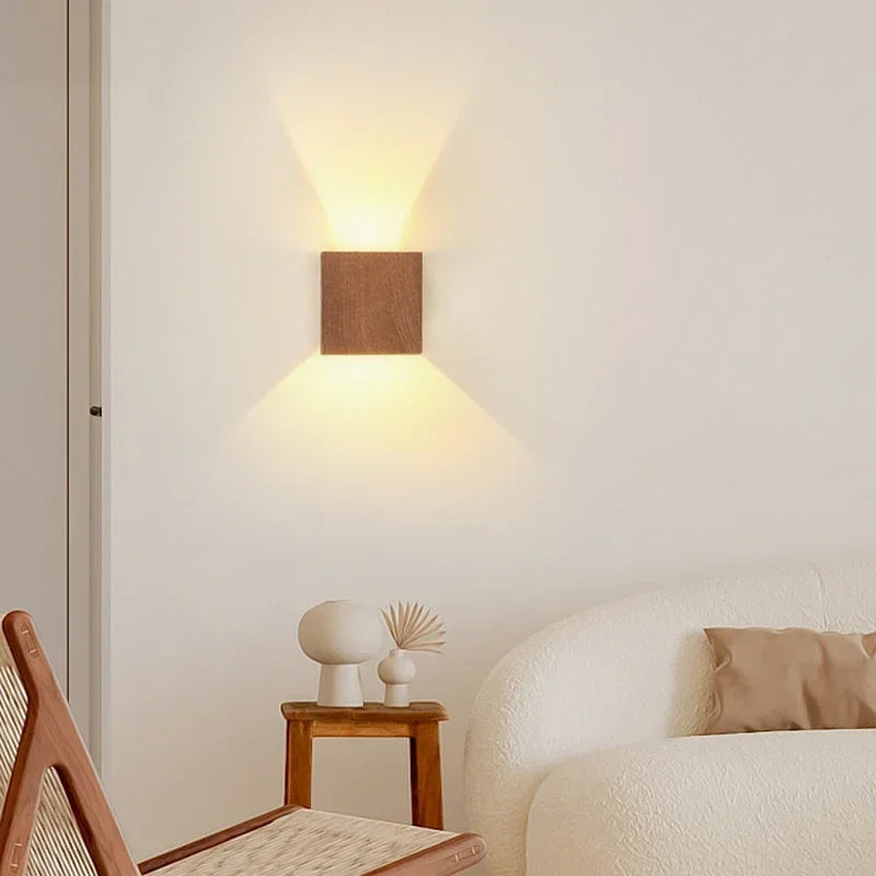 Nordic LED Wall Lamp | Minimalist Wood-Grain Sconce