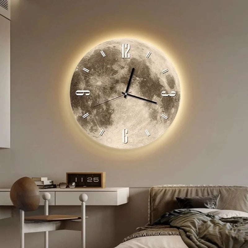 Lunar LED Wall Clock | Illuminated Moon Design