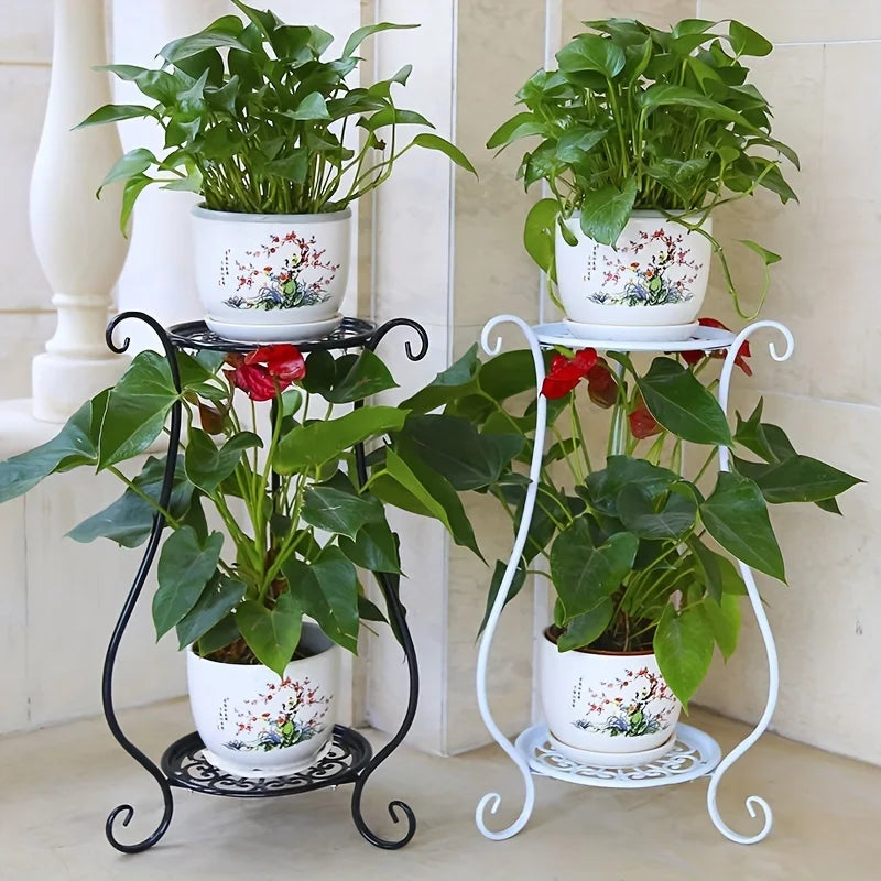 Metal Plant Stand | Double-Layer Indoor & Outdoor Flower Pot Holder