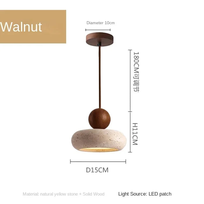 Natural Stone & Wood Pendant Light | Vintage Minimalist Pendant