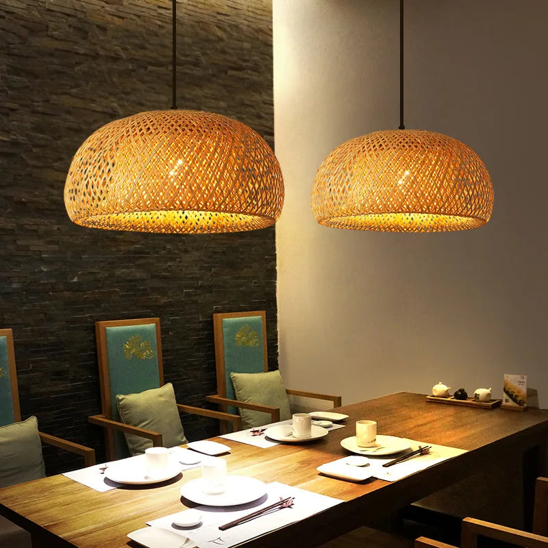 Natural Bamboo Pendant Lamp | Handwoven Rattan Light Fixture