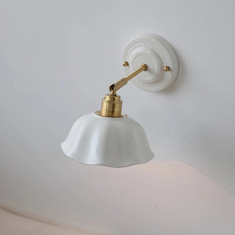 Nordic Cream Ceramic Wall Lamp | Vintage Elegance for Modern Homes