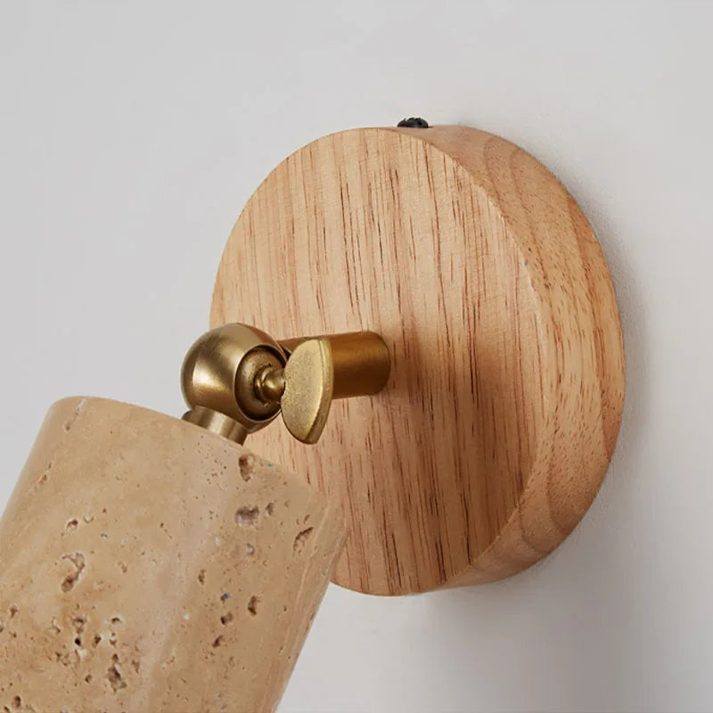 Huangdong Wall Lamp | Wabi-Sabi Travertine & Wood Light