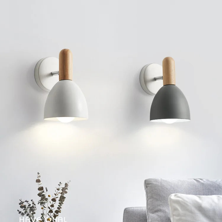 Nordic Wooden Wall Lamp | Adjustable Bedside Light