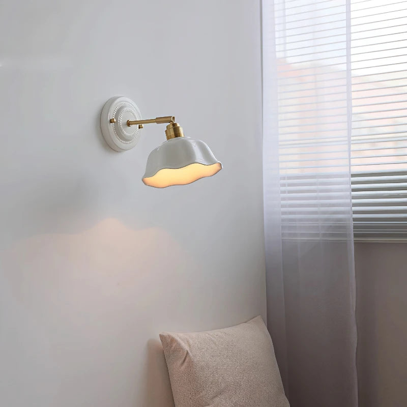 Nordic Cream Ceramic Wall Lamp | Vintage Elegance for Modern Homes