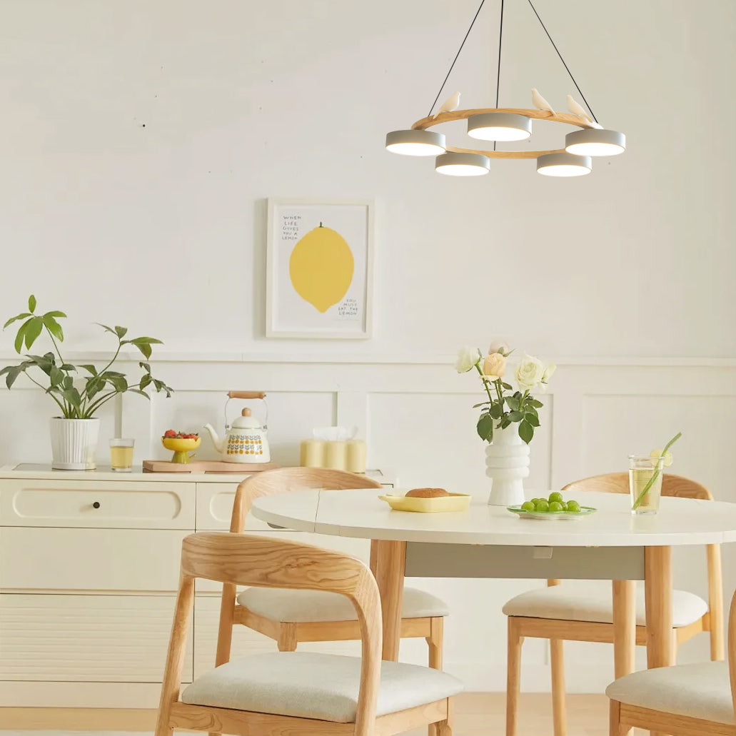 Sienna Bird Round Chandelier | Modern Nature-Inspired LED Ceiling Light