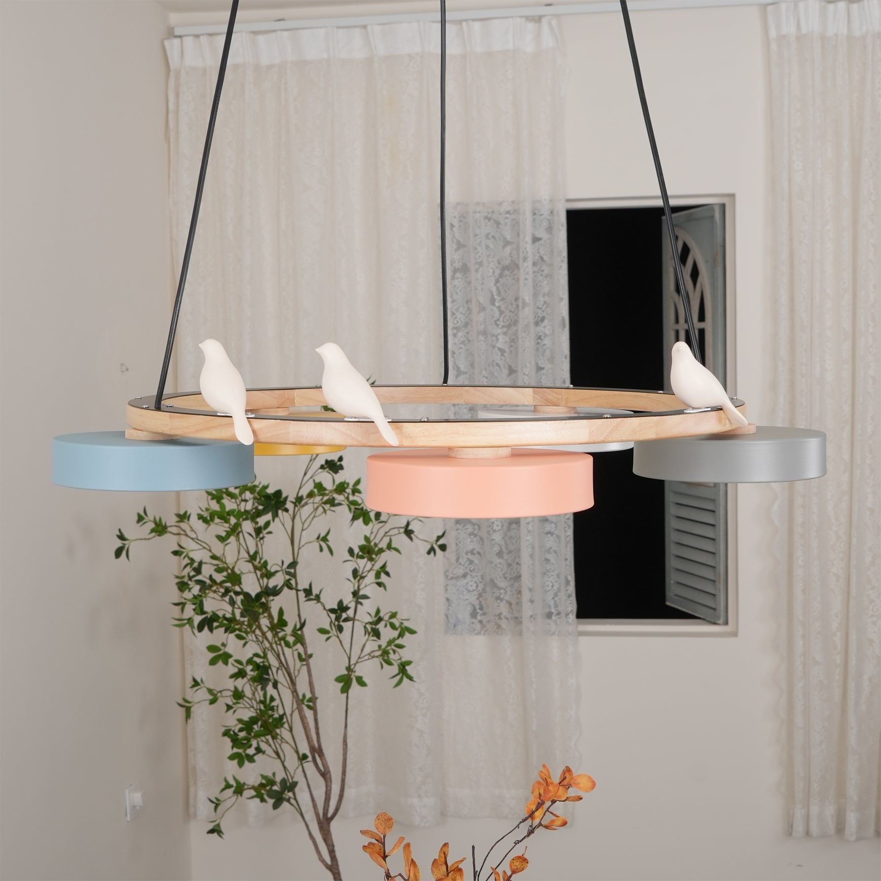 Sienna Bird Round Chandelier | Modern Nature-Inspired LED Ceiling Light