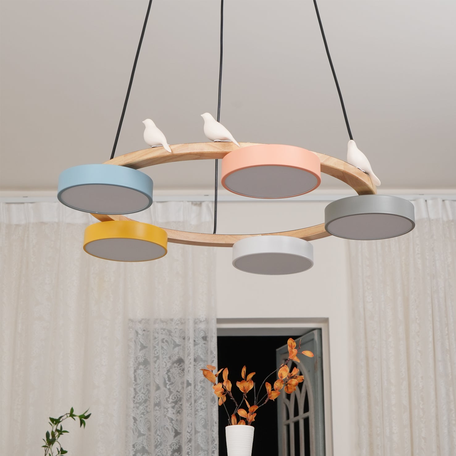 Sienna Bird Round Chandelier | Modern Nature-Inspired LED Ceiling Light