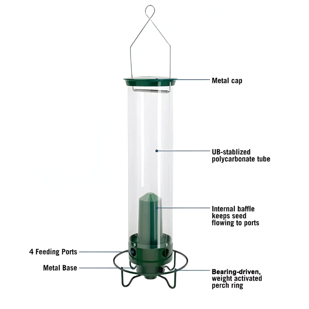 Comedero para Pájaros de Metal a Prueba de Ardillas Colgante para Exterior y Jardín en Tubo