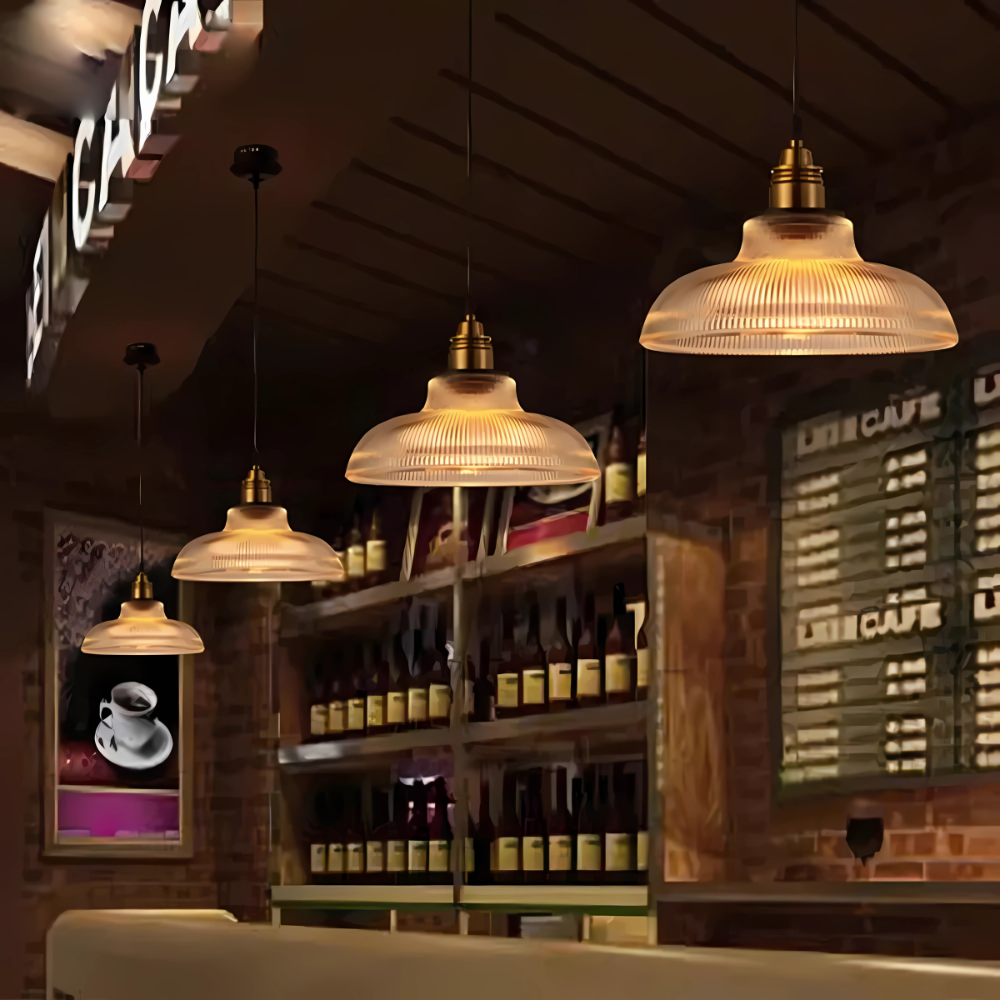 LumiVibe Glass Pendant Light | Elegant Ribbed Glass Hanging Lamp