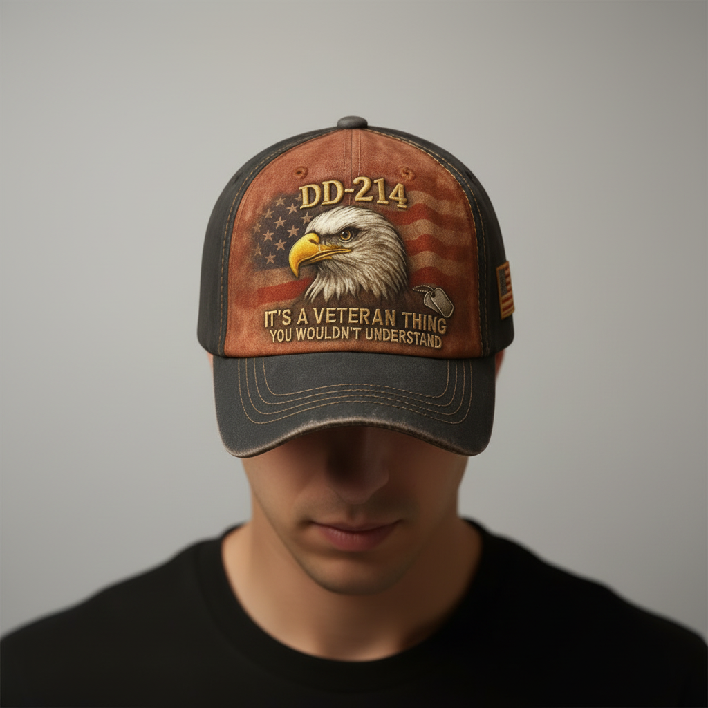 Șapcă de baseball brodată cu steagul veteranului, pălărie veche reglabilă