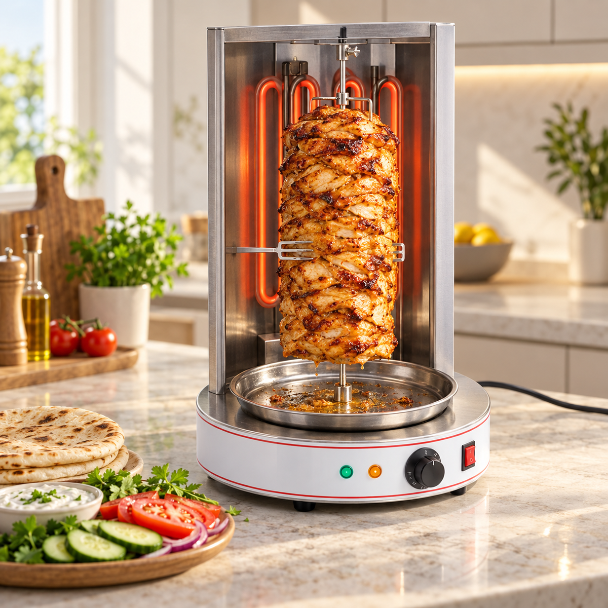 Vertikaler Drehspießgrill für die Arbeitsplatte, Schawarma-Grillgerät