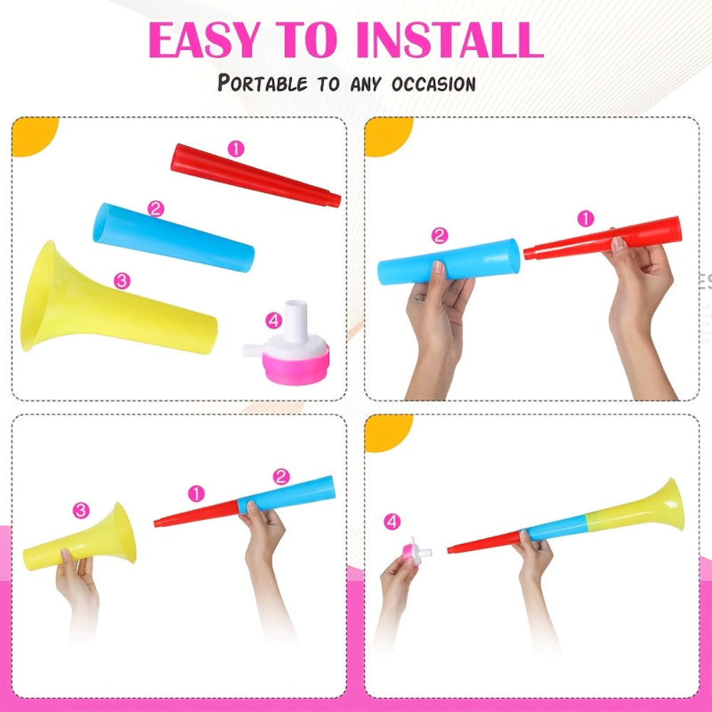 Set de Cornetas Vuvuzela Plegables para Estadio, Animación, Fiesta Ruidosa y Generadores de Ruido