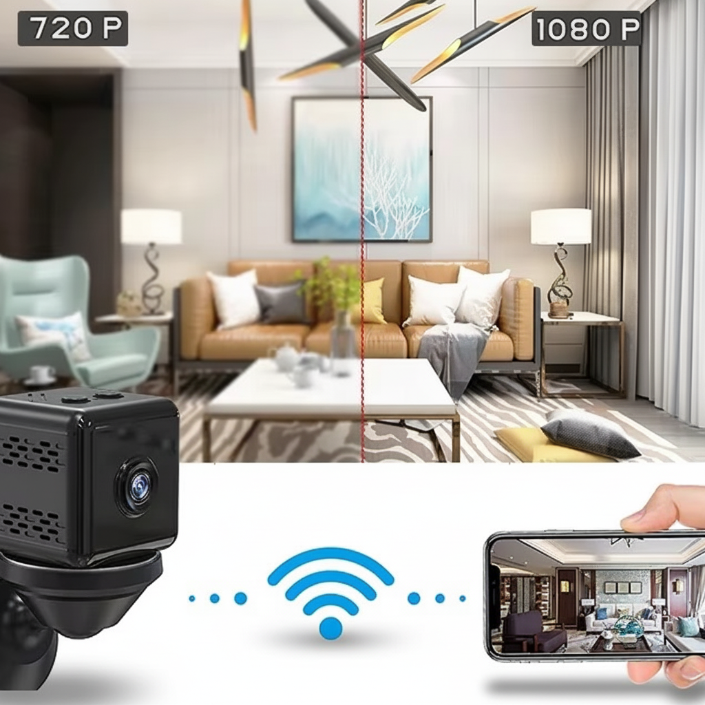 Telecamera di sicurezza senza fili per interno ed esterno con rilevamento movimento ad alta definizione