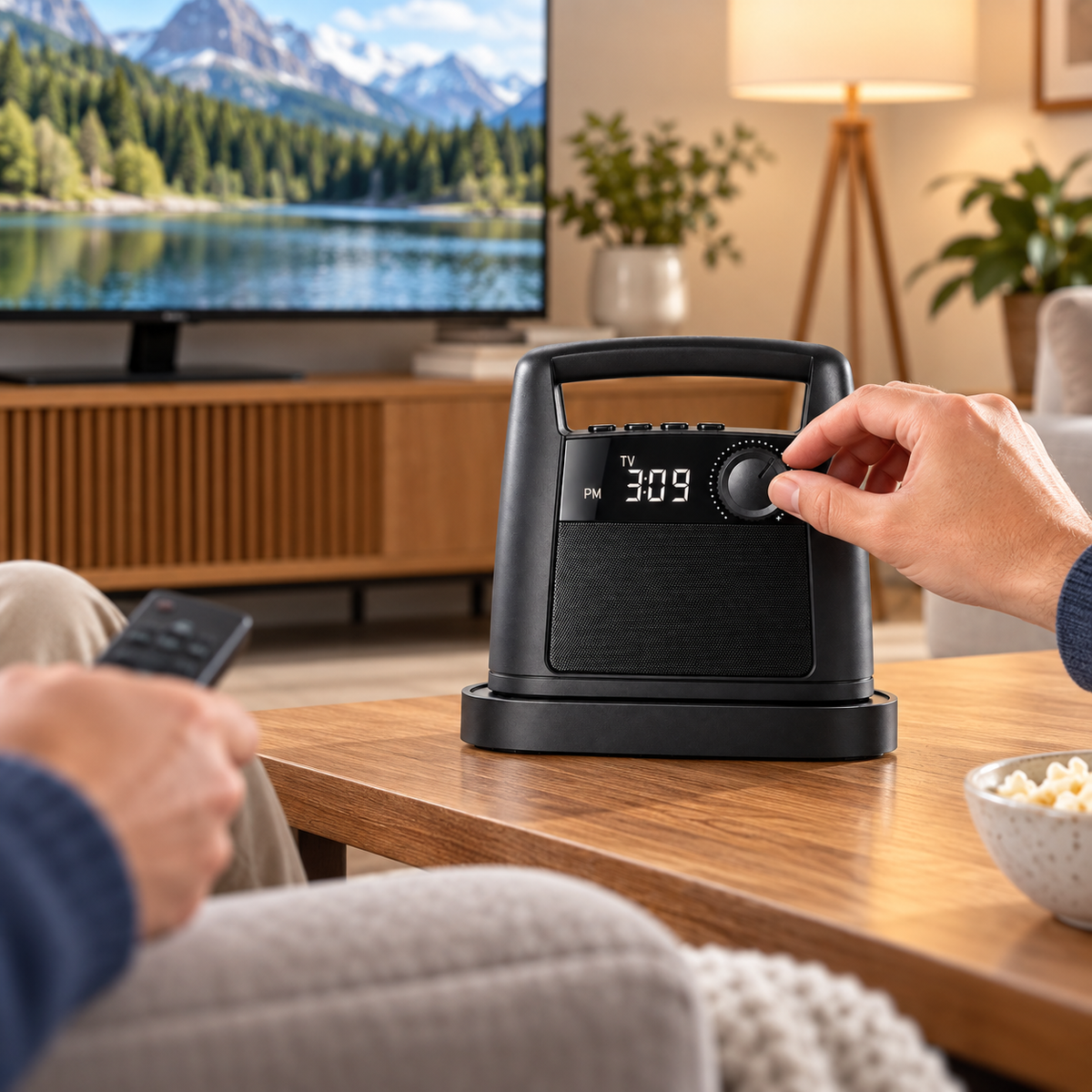 Kabelloser TV-Lautsprecher mit wiederaufladbarem Akku und tragbarem Design