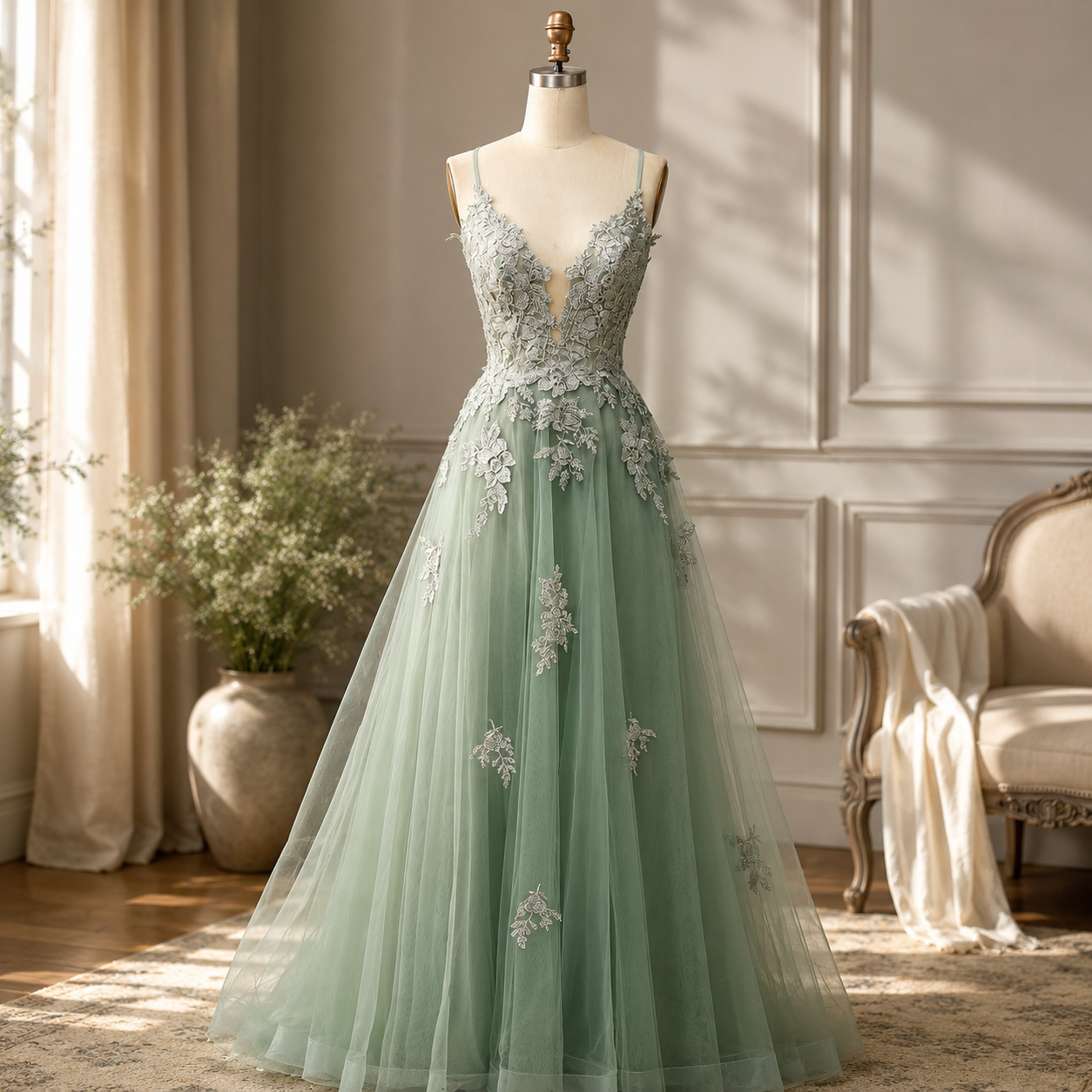 Vestido de Festa Feminino com Renda e Amarração, Vestido Formal de Noite